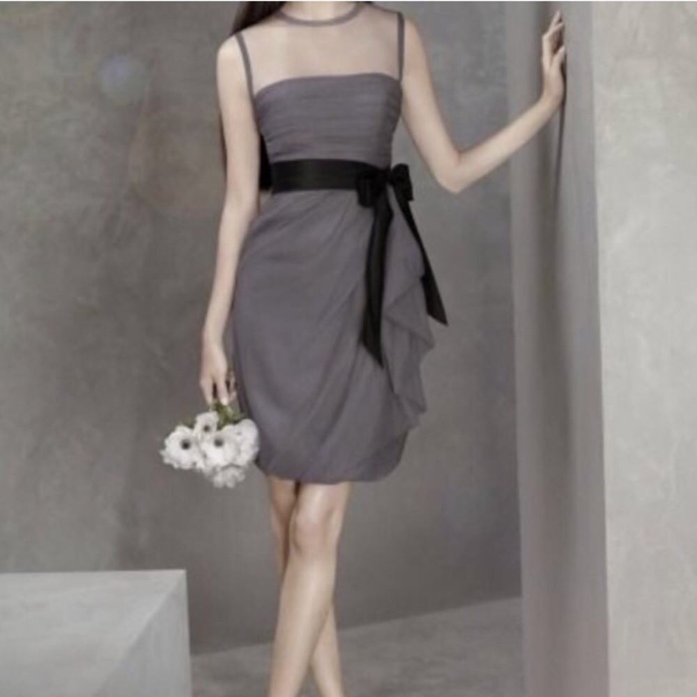 White by Vera Wang Bobbin Dress - Char Gry Sz 6